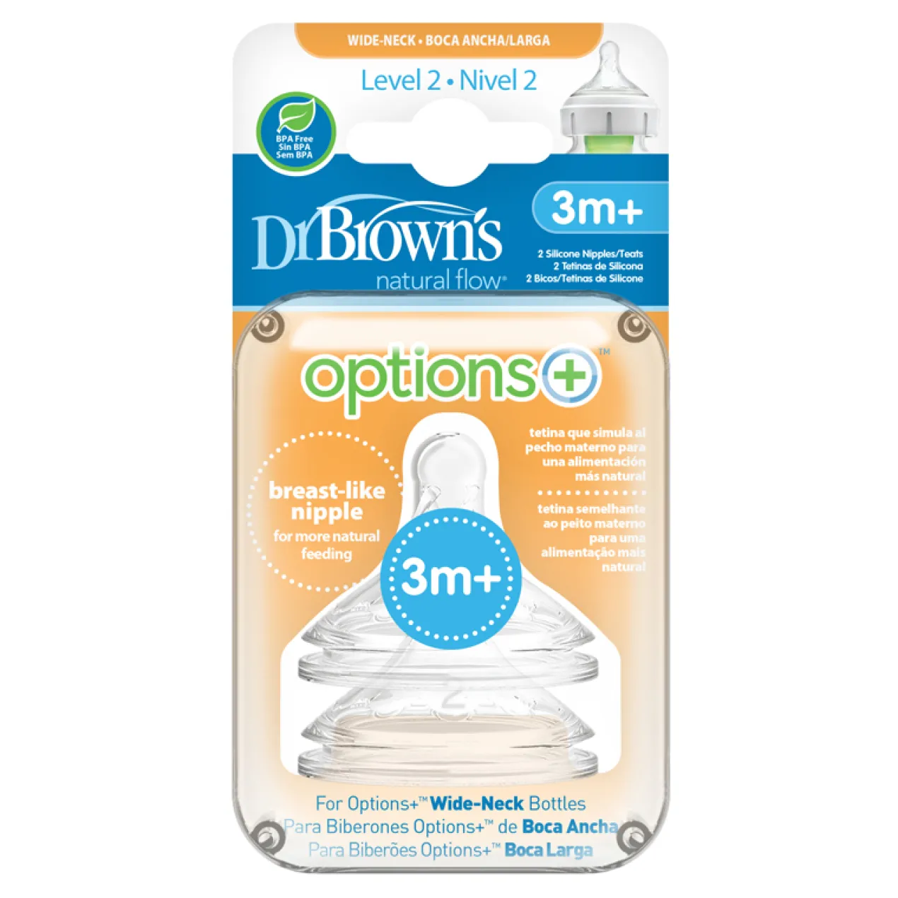 Tétine Options+ Niveau 2 Large Ouverture +3 Mois